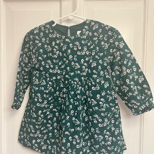 Green Toddler Floral Corduroy Dress